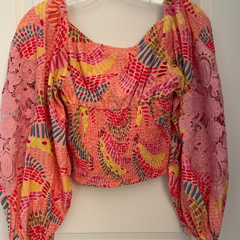 Farm Rio Puff Print top